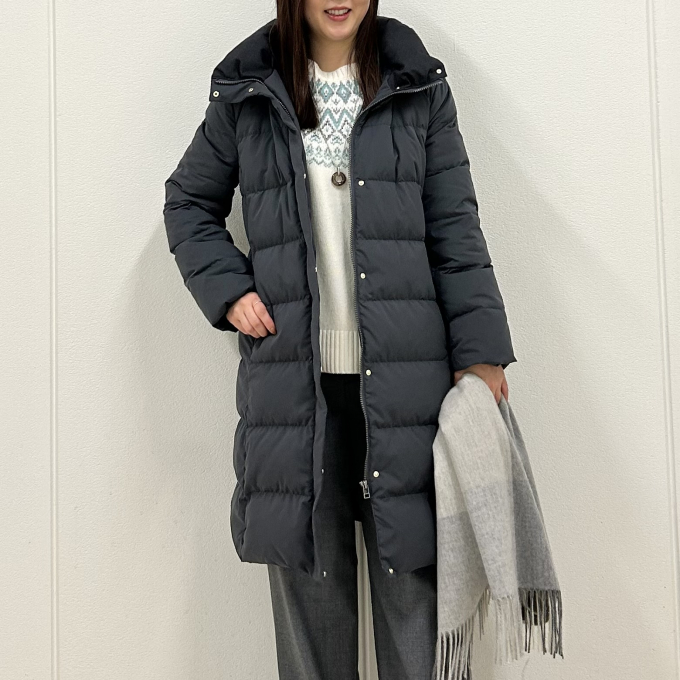 【6F J.PRESS LADIES】ロングでもすっきり見えるダウンコート