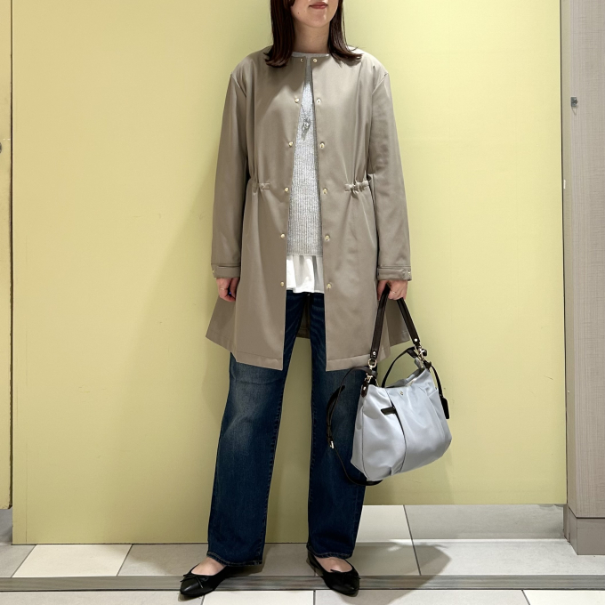 【6F J.PRESS LADIES】オンオフ着られるノーカラーコート