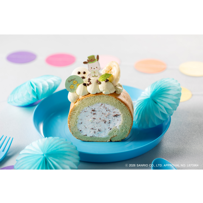 ポチャッコ好き集まれ😃　淡いグリーンのキュートなロールケーキ✨