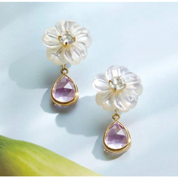 【テイクアップ】アメジストが目を引く💜ブロッサムピアス