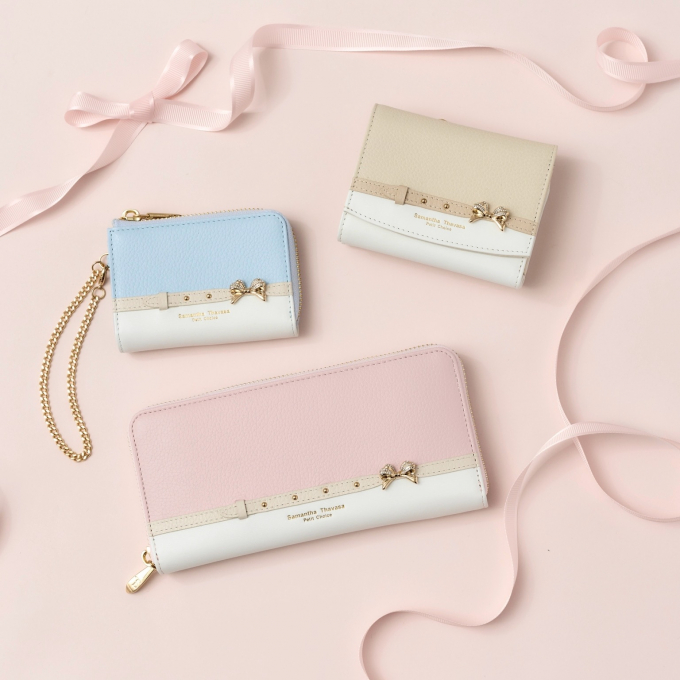 🎀新作🎀 ビジューリボンバイカラー 折財布