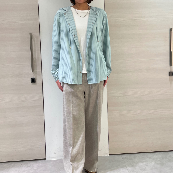 ＜6階ラ・エフ＞ドビーストライプフードシャツ