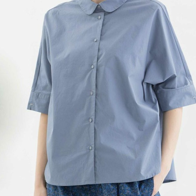 【６階ノップドゥノッド】5分袖丸襟シャツ