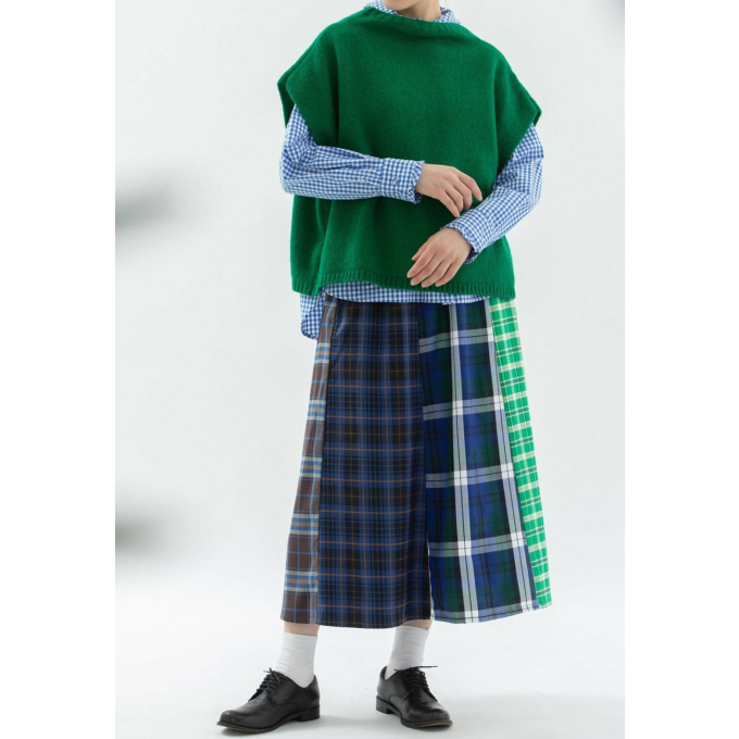 【6階ノップドゥノッド】mixチェックのフレアスカート