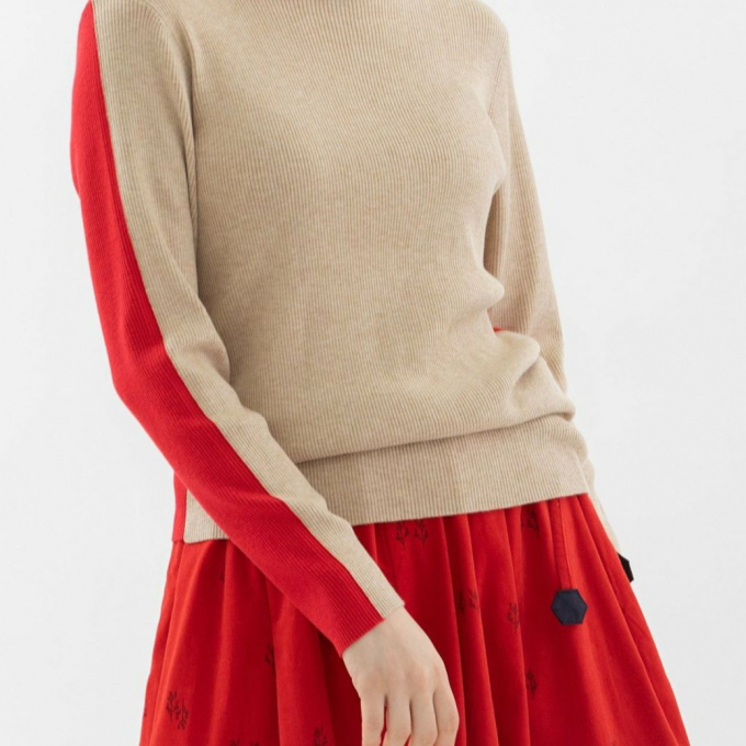 【6階ノップドゥノッド】バイカラータートルニット